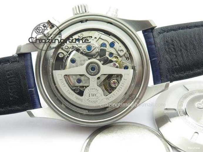 MIROTIME 1225 Pilot Chrono SS IW387809 ZF 1:1 Best Edition Silver Dial Blue Numbers On Blue Leather Strap A Lightweight 7263